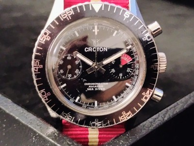 Vintage Croton Chronomaster Aviator Sea Diver Black Dial Fully Serviced –  Rare