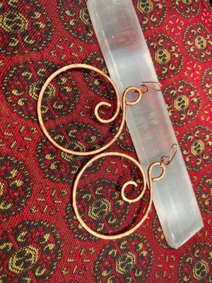 100 % reines massives Kupfer gehämmert Design handgefertigter Schmuck Ohrring Größe - 3 Zoll