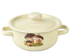Mushroom Small Enamel Stockpot Vintage Style Pot Cooking Pot Enameled Pot 1.6 qt