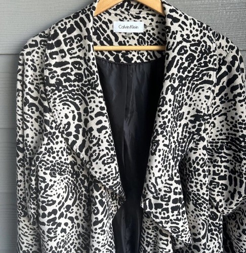 Calvin Klein Cardigan Womens Size 22 Open Front Animal Print Waterfall Coastal - Picture 2 of 11