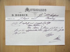 DABER 1886, D. DOBRIN, Litho, Invoice Autograph 48