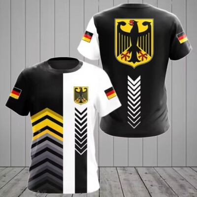 Deutsche Germany Flagge Adler eagle Sports Kurzarm T-Shirt Shirt Polyester
