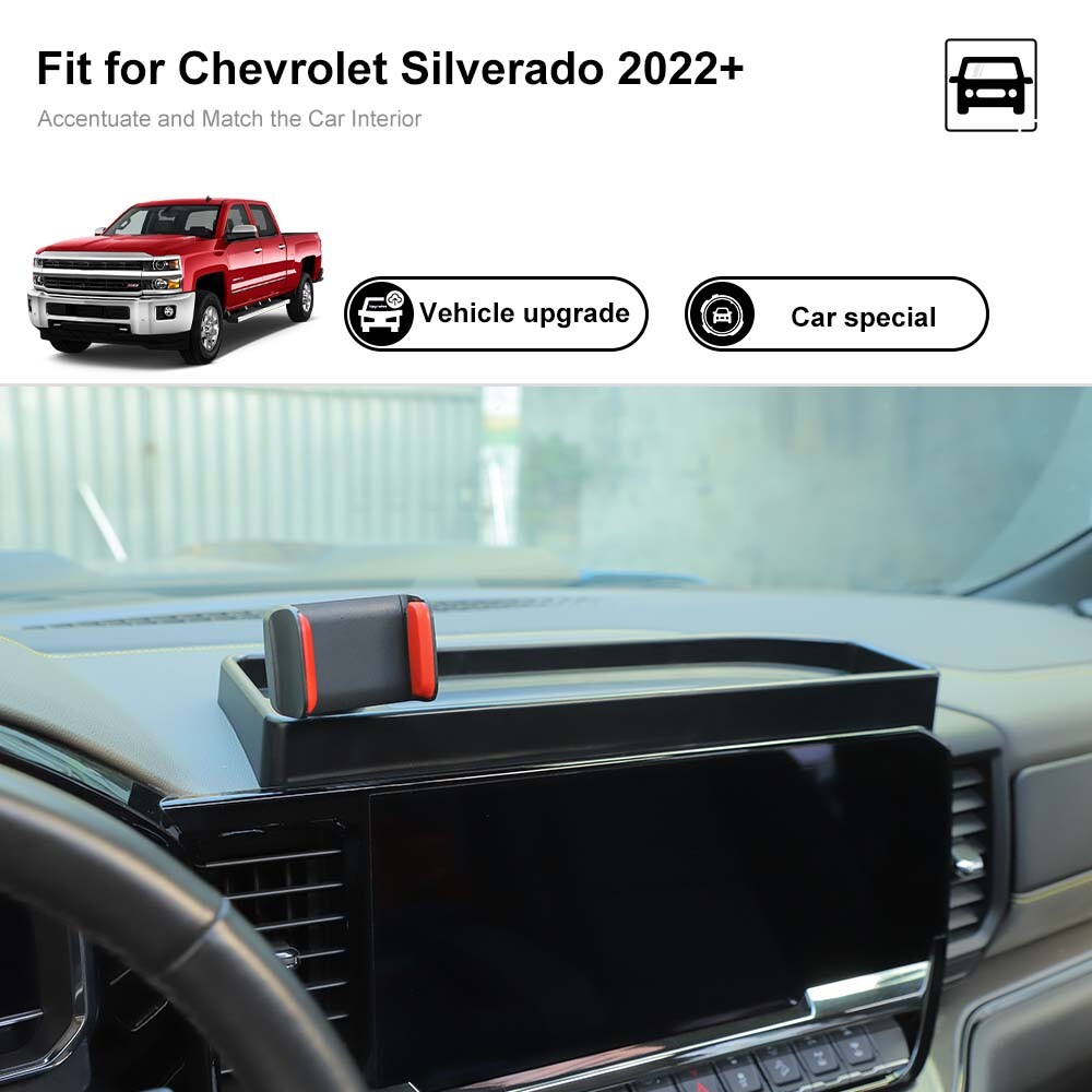 Center Dash Storage Box Tray w/Phone Holder Bracket For Chevy Silverado 2022 23+