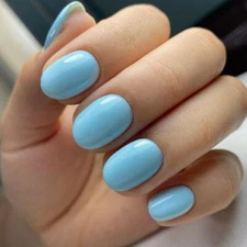 24Pc/Box Pure Color Short False Nails Full Cover Press on Fake Nails with glue 