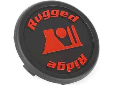 RUGGED RIDGE Snap-On Plastic Black Center Cap with Red Logo for Jeep - 15303.94