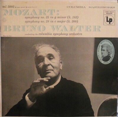 Mozart/Walter-Symphonies 25 & 28 G Minor/C Major ML-5002 Vinyl 12''