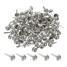 100pcs 8x16mm Mini Brads Round Paper Fasteners for Art Crafting, Silver Tone