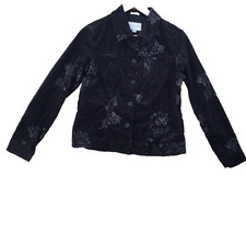 Erin London Luxury Black Corduroy Cotton Regular Jacket Women Size Uk Small
