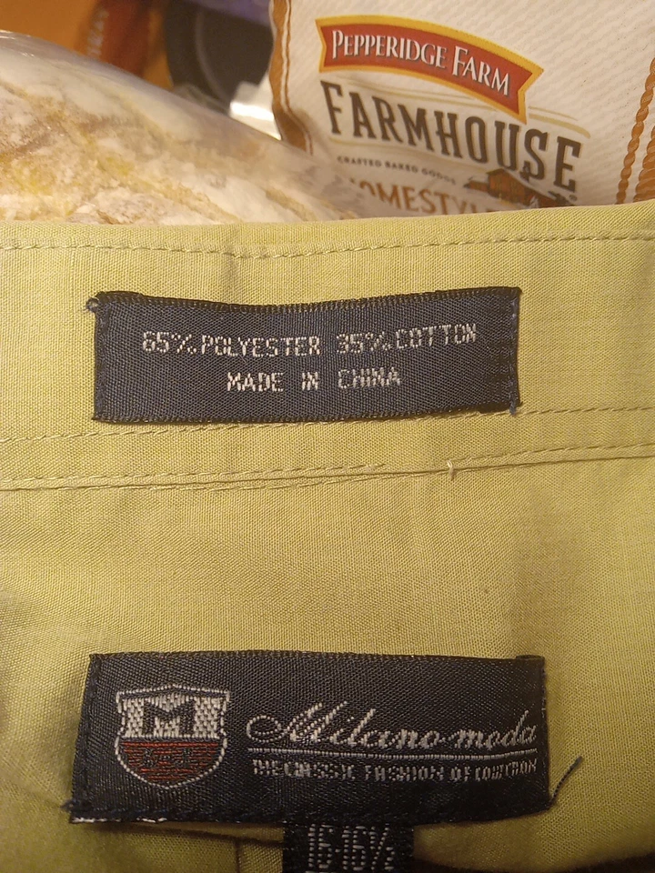 Camisa de vestir verde Milano Moda para hombre - talla 16-16,5 - botón delantero - manga larga Foto 4 de 4