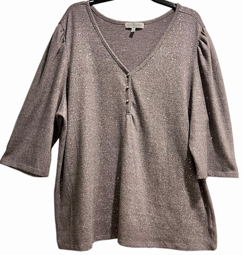 Emily Daniels Pullover 2x lila leicht silber Glitzer Strass Knöpfe