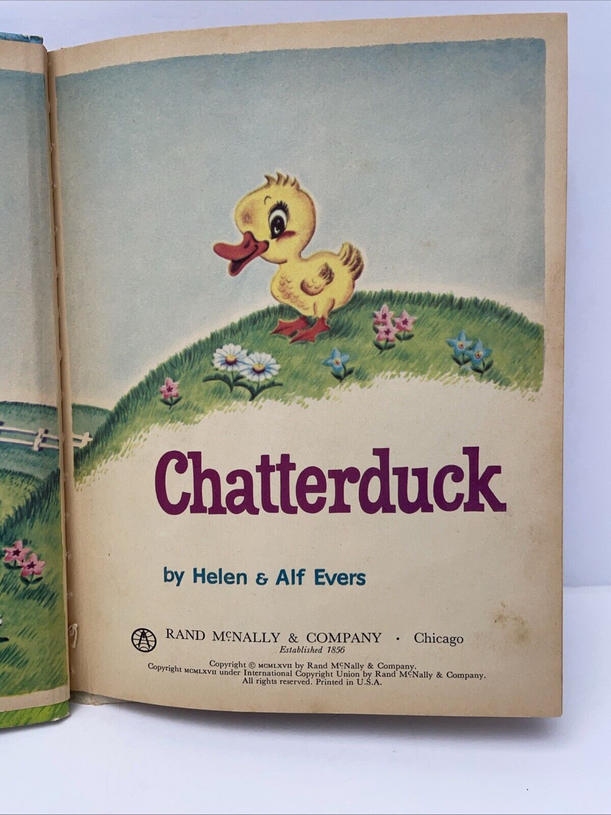 Vintage 1967 CHATTERDUCK  Rand McNally Tip Top Elf  Hardback Book Colorful