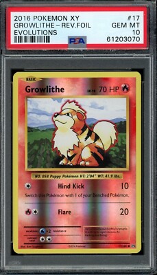 holographic growlithe card 2016 Pokemon XY Evolutions Reverse Foil Holo Growlithe #17 Rare eBay 1/1  PSA 10