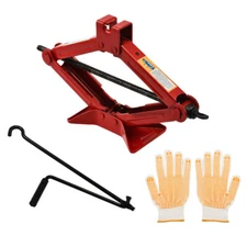 Red Jack Stands Steel 2T Ratchet Handle Effort Saving Lift Jack Car Manual Jacks