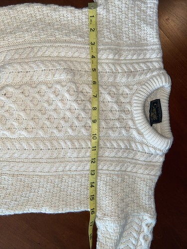 Carraig Donn Ireland Wool Sweater- Child Size M Ivory Cable Knit - Picture 9 of 11