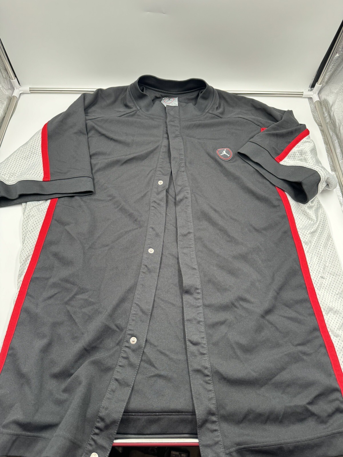 Vintage 90's Men's JORDAN BRAND Last Dance Jumpman Shooting Shirt Snap Rare 2XL