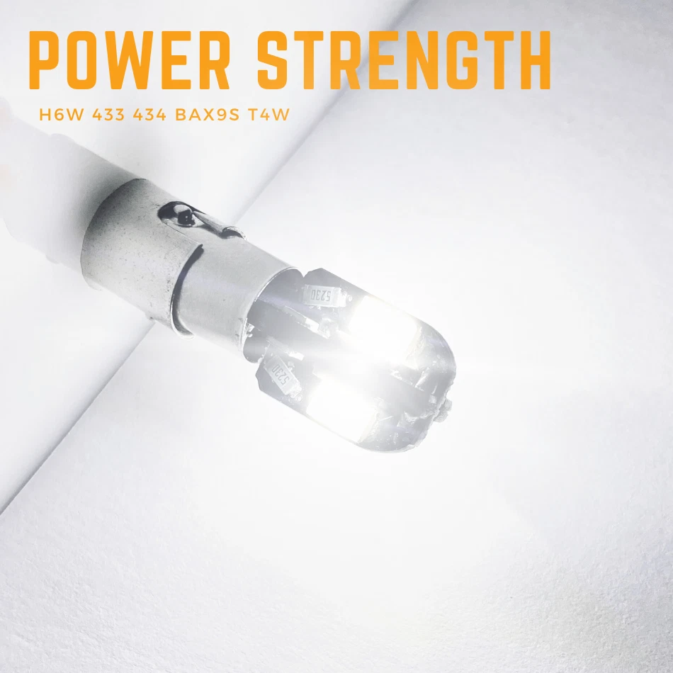 2x H6w Bax9s Led White Side Light Xenon 433 434 Canbus Error Free Smd Bulbs 12v - Image 2 of 4