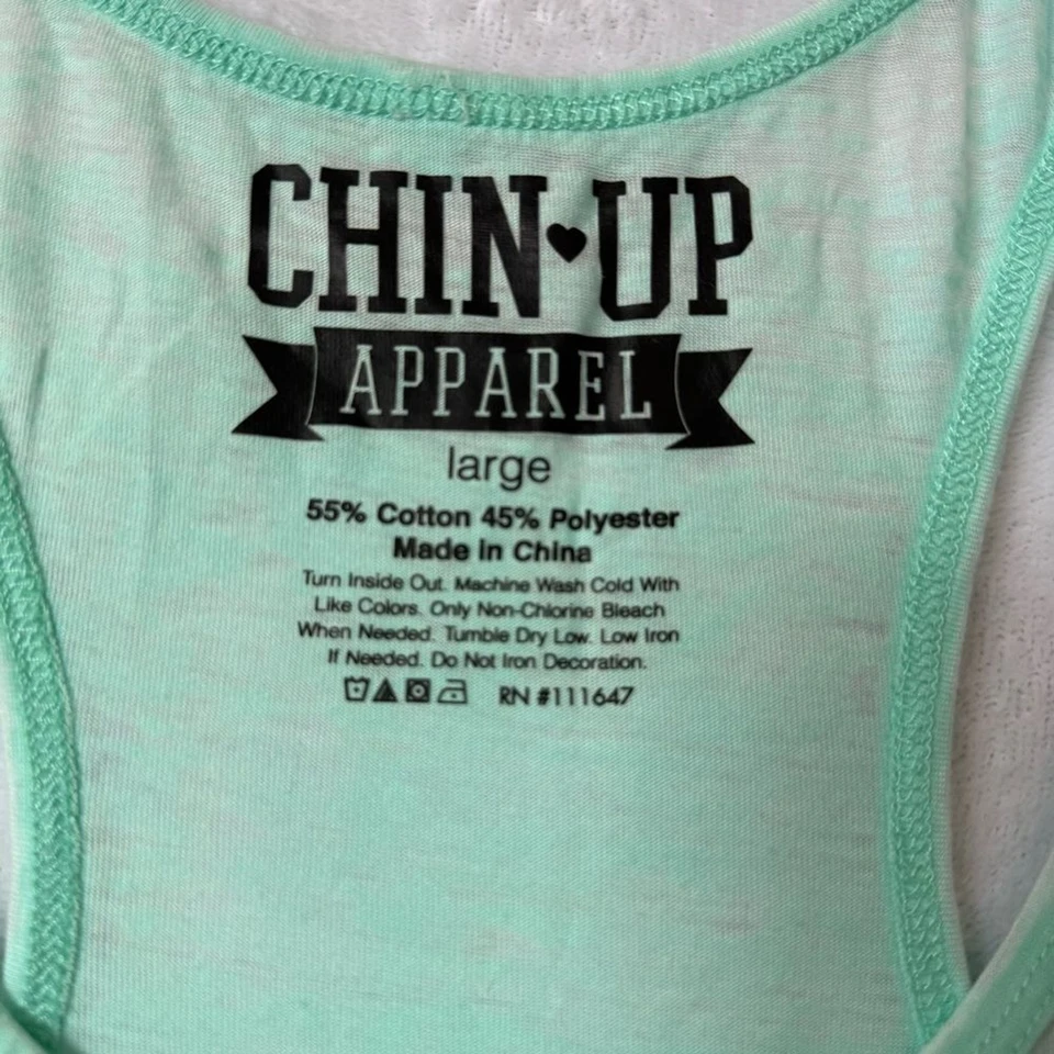 Camiseta sin mangas Chin Up Apparel verde menta motivacional para mujer talla grande Foto 3 de 4