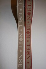 Berisford Natural Woven Noel Christmas Ribbon-1 Metre