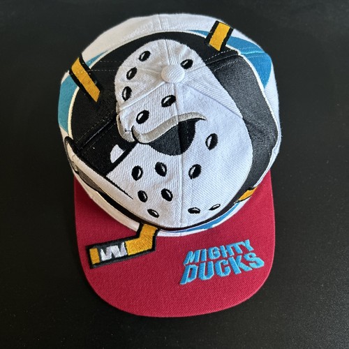 Mighty Ducks The Game Big Logo Rare Custom Snapback Hat Cap Two Tone Maroon Bill - Picture 2 of 16