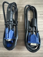 Lot of 2 New Male RGB Monitor AV Cable 5' length 15 pin Free Shipping
