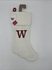 Target Wondershop White Knit Monogram Christmas Stocking 18" Initial Letter "W"