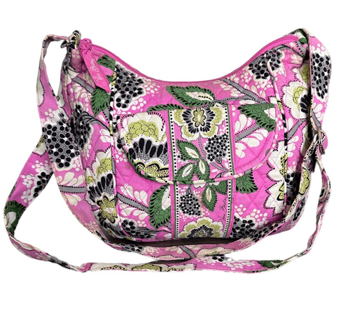 Vera Bradley Clare Priscilla Pink Floral Quilted Fabric Crossbody Bag Purse