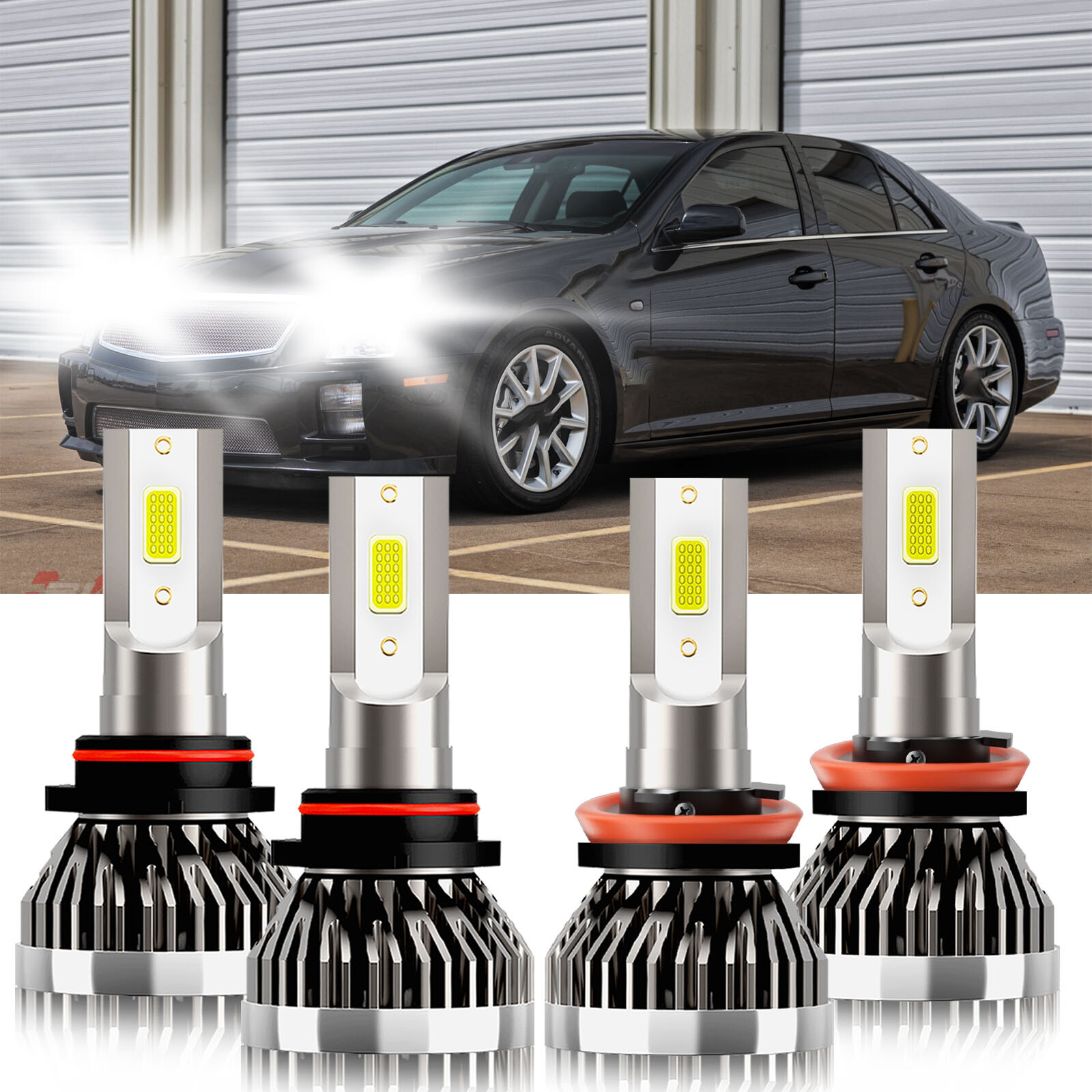 2005-2011 Cadillac STS LED Headlight Combo Kit 9005 H11 High Low Beam Bulbs