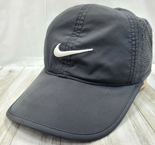 Dark Grey Hat Cap White Swoosh Logo 