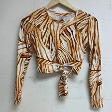 Calia Women's Cropped Rashguard Patchwork Long Sleeve Stylish WSA22804PRT