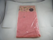 BEAUTIFUL EMBROIDERED POLYESTER SAREE PINK WITH FLOWERS