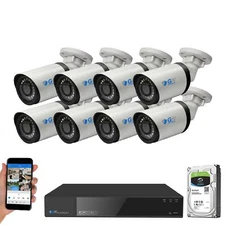 8 Channel NVR 8 5MP H.265+ PoE IP Microphone AI Bullet Security Camera System