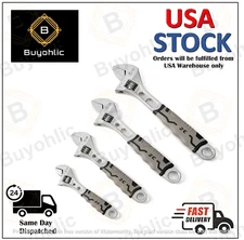 Buyohlic Adjustable Wrench with Black Handle Forged, Heat Treated, Chrome-plated