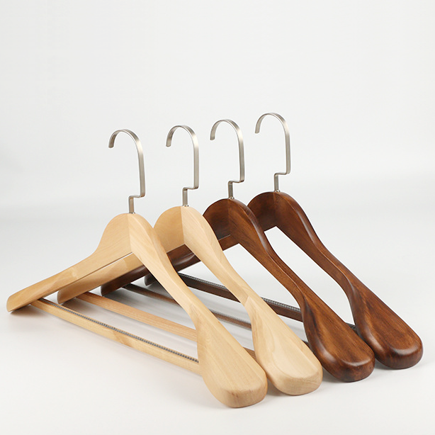 50x Heavy Coat Wooden Hanger Extra Wide Shoulder Natural NonSlip Bar
