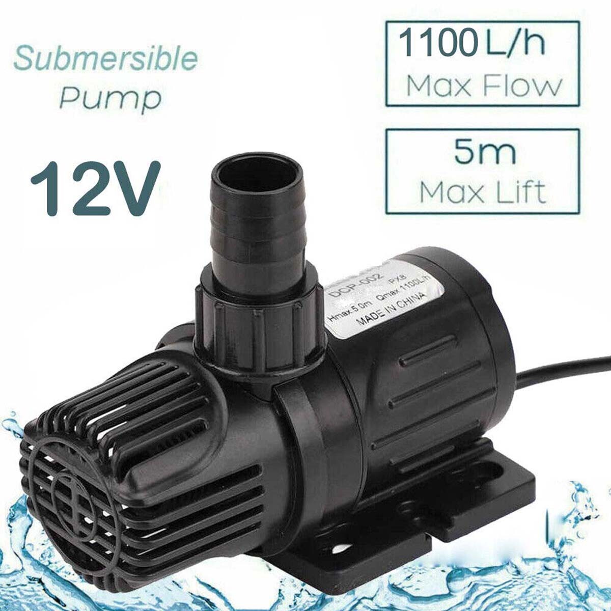 5M 1100L/h Aquarium Water Pump DC 12V Submersible Fountain Pond