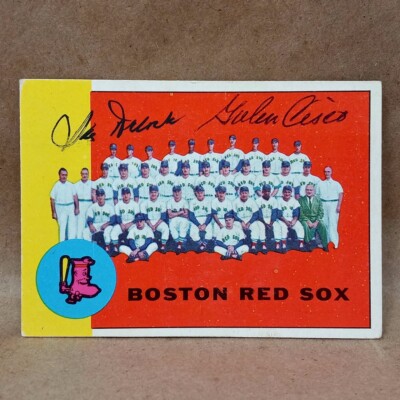 1963 Topps #202 Galen Cisco & Ike DeLock DUAL SIGNED Boston Red Sox Team Card