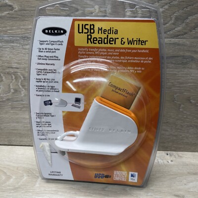 Belkin USB Compact Flash Card Reader For Type I & Type II Cards - New
