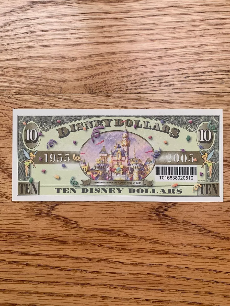 2005 T $10 Disney Dollar Bill Money Stitch With Barcode