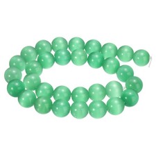 32pcs Light Green Cat's Eye Stone Beads 12mm Round Crystal Loose Bead