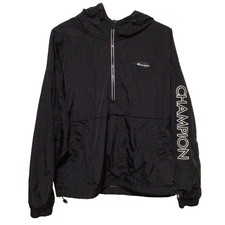Champion Black Softshell Windbreaker Hoodie Women  s Size Small 1/2 Zip Jacket