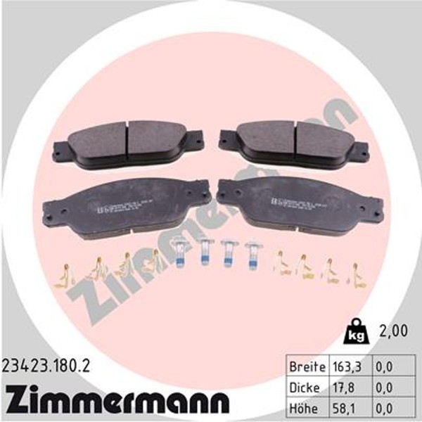 Zimmermann Bremsbelagsatz Scheibenbremse 23423.180.2 FüR Jaguar Type Lincoln LS-image