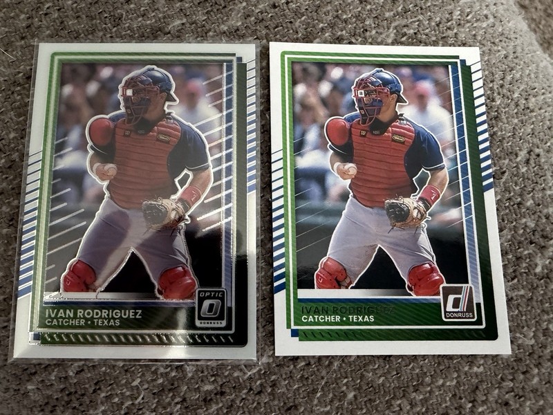 2025 Donruss #21 Ivan Rodriguez Texas Rangers Optic + Base
