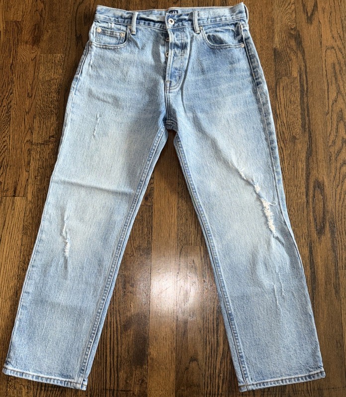 Gap Womens Straight Leg cropped Jeans Blue Pockets  Button Fly Denim size 27