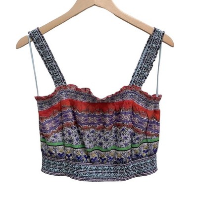 Alice + Olivia Lois Printed Smocked Crop TopIn Ritzymulti Size L NWT