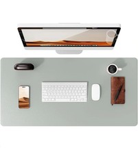 Large GrayGreen Mouse Pad Office Desk Mat Non-Slip PU Leather Desk Pad Protector