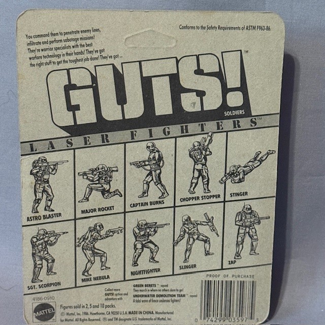 Guts Laser Fighters G.U.T.S. Mattel Soldier Vtg Figures MOC Rocket