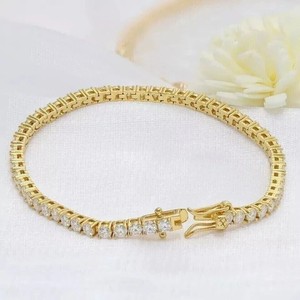 Authentic 10.00 Ctw EVS Lab Grown Diamond Round Cut Tennis Bracelet 14k Gold Plated 7 Inch