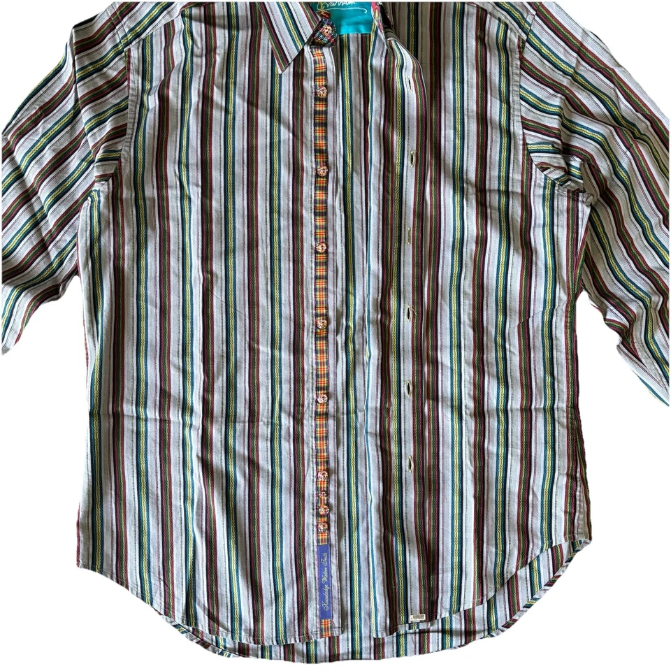 Robert Graham Multicolor Haight Ashbury Striped Button-up Shirt Long Sleeve L - Image 3 of 4