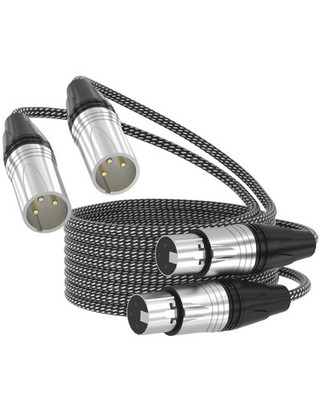Braided XLR Cables 50ft 2 Pack, Long XLR Cables, XLR Male to Female 3-Pin Bal...