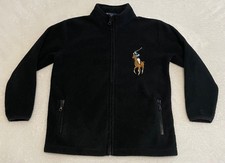 Polo Ralph Lauren Jacket Youth Boys 5 Black Fleece Full Zip Big Pony Logo Pocket