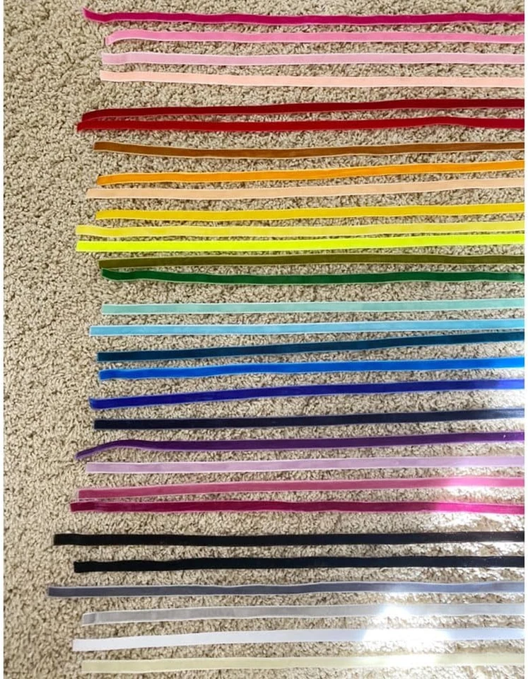 30 Yards 1/8" (3Mm) Velvet Ribbon Assorted Colors Bulk Pack (30 Colors) - Image 2 of 4